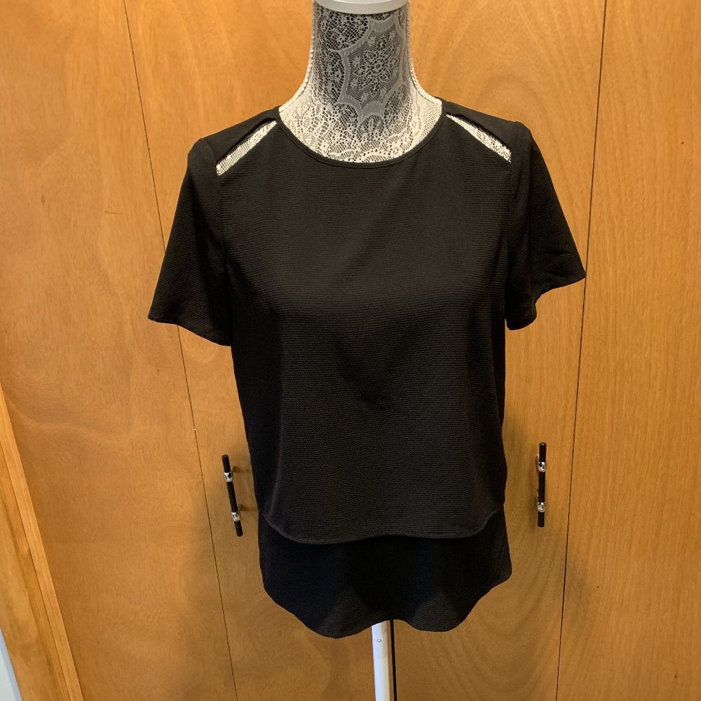 Black Cut-out Crepe Blouse